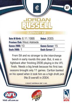 2007 Select AFL Supreme #37 Jordan Russell Back